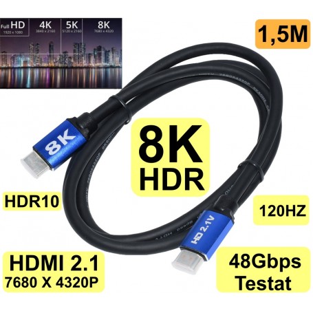 Consume lime Home country Cablu Hdmi HDTV 8K 2,1V, 1,5M - Vectro Electronics
