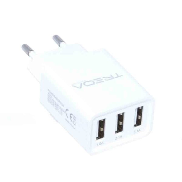 Incarcator de Retea - 3 X USB / 3,1A + Cablu Micro USB