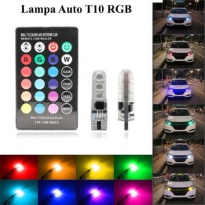 Led Auto RGB 5050 T10 , 12V-W5W + Telecomanda