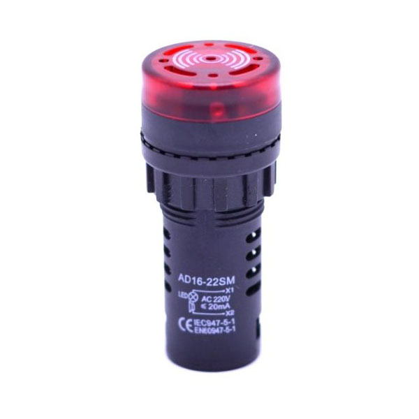 Indicator Martor cu Alarma, Buzzer Sonor, LED, 220V, 20 mA, Rosu